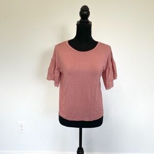 June & Hudson Light Pink Short Sleeve Top